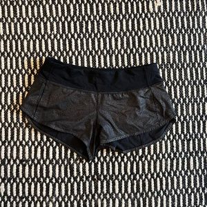 Metallic Lulu speed-up shorts 2.5”